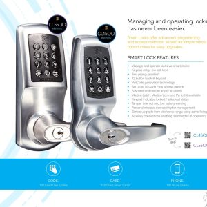 CODELOCKS CL5510 ELECTRONIC Bluetooth Low Energy Latch B/Steel,Fire Kit