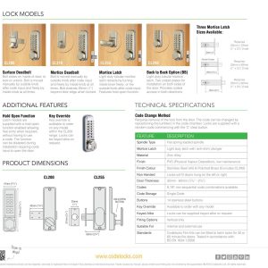 CODELOCKS Mechanical Digital Locks 200 series Surface Bolt PVD Stainless Steel