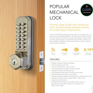 CODELOCKS Mechanical Digital Locks 200 series Surface Bolt PVD Stainless Steel