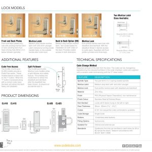 CODELOCKS 400 Mechanical Digital Locks 400 series Front & Back Plate Only PVD Polished Brass