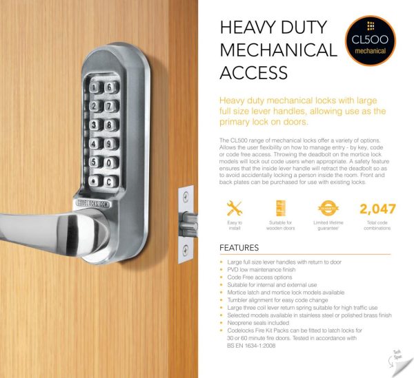 CODELOCKS 500 Mechanical Digital Locks 500 series Front & Back Plate Only PVD Polished Brass