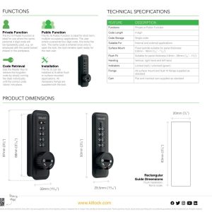 CODELOCKS KL15 Mechanical Kitlock Digit Combination Lock Black LH Private