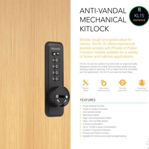 CODELOCKS KL15 Mechanical Kitlock Digit Combination Lock Black LH Private