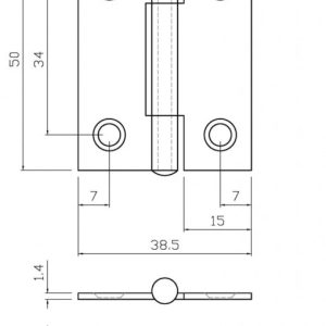 1850 Cranked Butt Hinge - 50mm