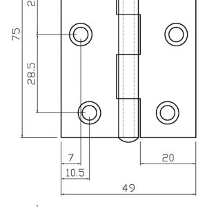 1863 Cranked Butt Hinge - 63mm