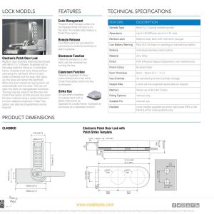 CODELOCKS CL4000 Electronic Digital Lock Glass Door Lock Brushed Steel - Left Hand