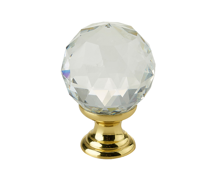 Crystal Cabinet Knob (20mm, 30mm OR 40mm), Polished Brass With Swarovski Crystal