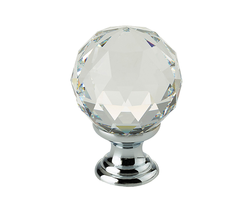 Crystal Cabinet Knob (20mm, 30mm OR 40mm), Polished Chrome With Swarovski Crystal