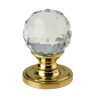 Swarovski Crystal Faceted Mortice Door Knob, Polished Brass (sold in pairs)