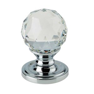 Swarovski Crystal Faceted Mortice Door Knob, Polished Chrome (sold in pairs)