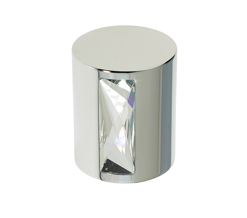 Frelan Hardware Crystal Cylindrical Mortice Door Knob, Polished Chrome With Swarovski Crystal