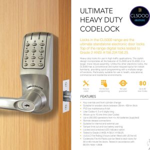 CODELOCKS CL5000 Electronic Digital Lock Front Plate Only PVD BS - Panic Kit