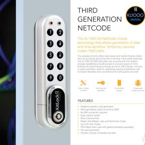 CODELOCKS KL1000 Netcode Electronic Kitlock G3 Vertical Silver