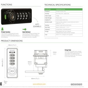 CODELOCKS KL20 Mechanical Kitlock Digital Combination Lock Black