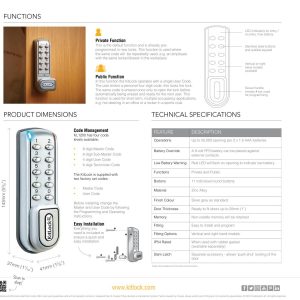 CODELOCKS KL1200 Electronic Kitlock Cabinet Lock Silver Grey