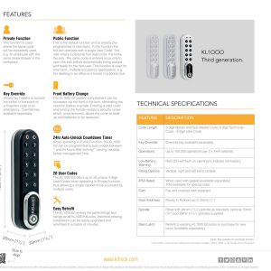 CODELOCKS KL1000 G3 Electronic Kitlock Cabinet Lock Black Chrome Left Hand