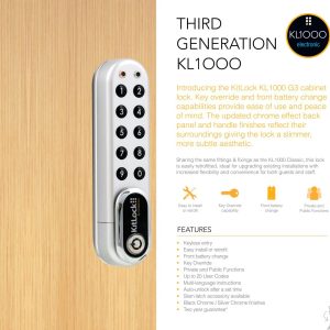 CODELOCKS KL1000 G3 Electronic Kitlock Cabinet Lock Vertical Black