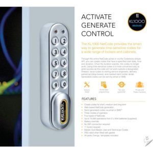 CODELOCKS KL1000 NetCode 7 Digit Electronic Kitlock S/Grey NetCode Vertical