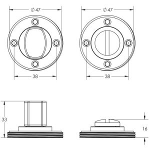 Burlington Richmond Door Handle Din Bathroom Backplate Satin Brass & Turn & Release