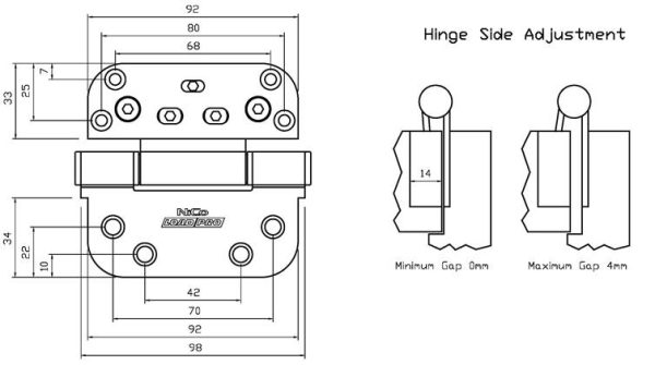 4915 Maintenance Free 3D Adjustable Door Hinge - Inward Opening