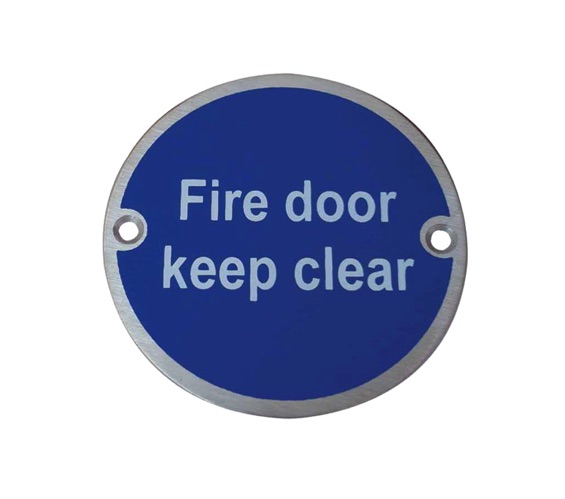 Fire Door Signs Keep Clear - 76mm - Satin Stainless Steel