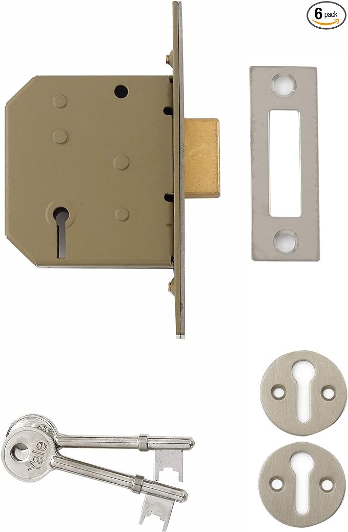 Yale P-M322-CH-65 3 Lever Mortice Deadlock, Visi Pack, Suitable for Internal Doors, Chrome Finish, 2.5 Inch/64 mm