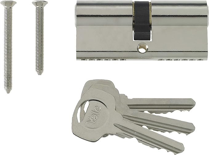 Yale B-ED3035-SNP Euro Double Cylinder, 3 Keys Supplied, Standard Security, Boxed, Suitable for All Door Types, Nickel Finish, 30:10:35 (75 mm)