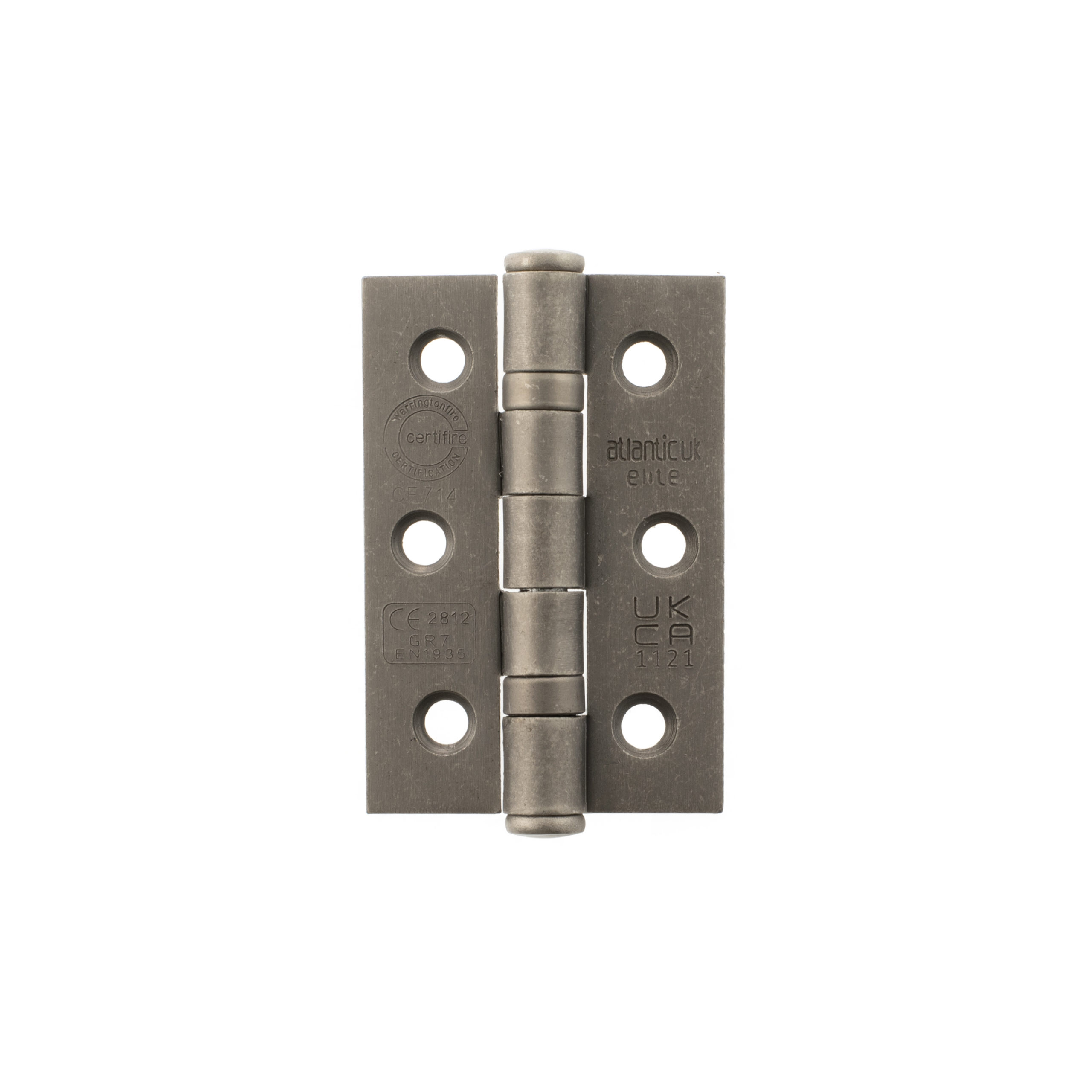 Atlantic CE Fire Rated Grade 7 Ball Bearing Hinges 3" x 2" x 2mm - Distressed Silver