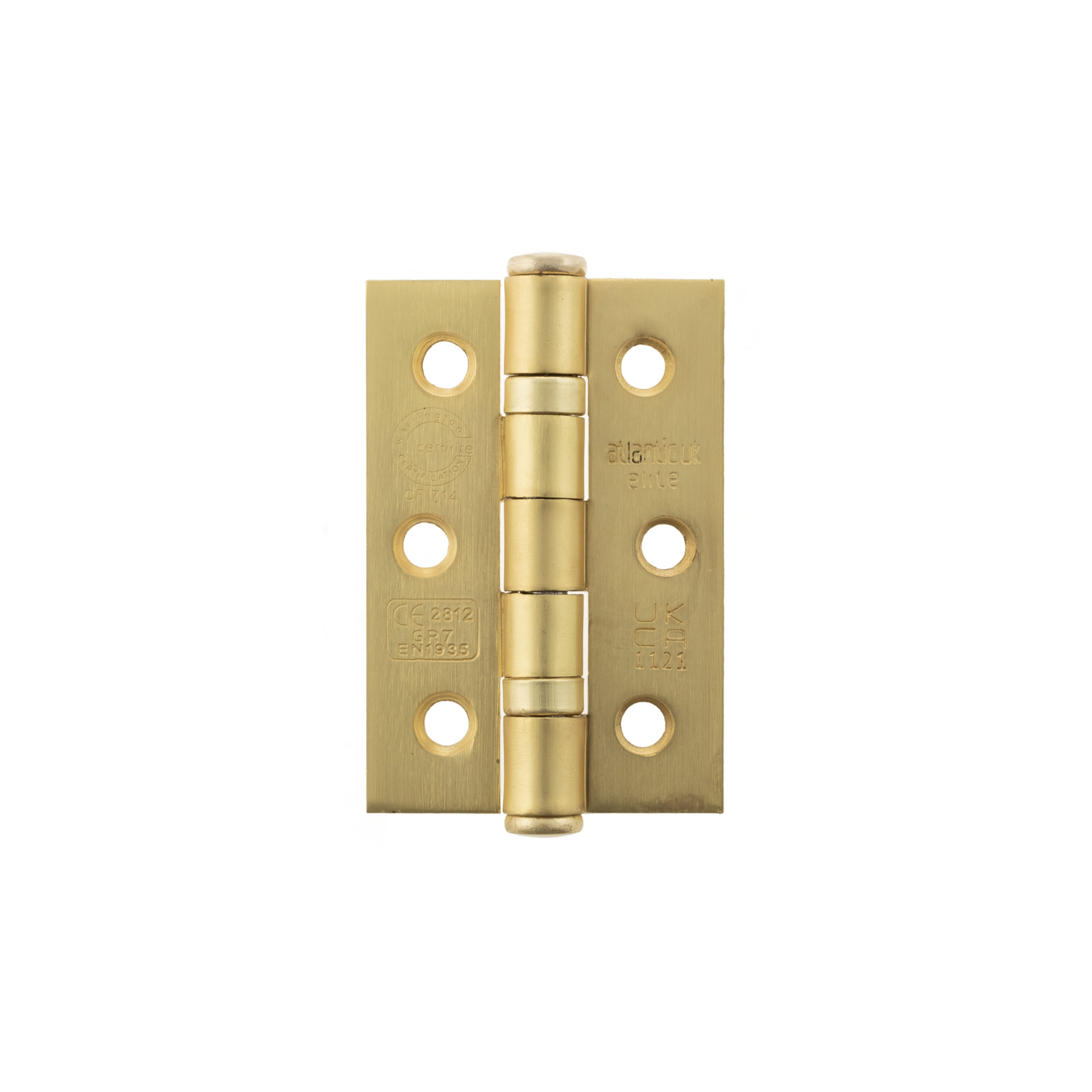 Atlantic CE Fire Rated Grade 7 Ball Bearing Hinges 3" x 2" x 2mm - Satin Brass