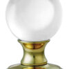 Delamain Ice Clear Crystal Ball Mortice Door Knobs, Polished Brass