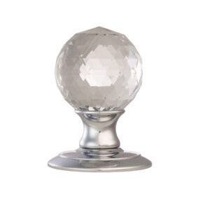 Delamain Facetted Crystal Concealed Fix Mortice Door Knob, Polished Chrome (Sold In Pairs)