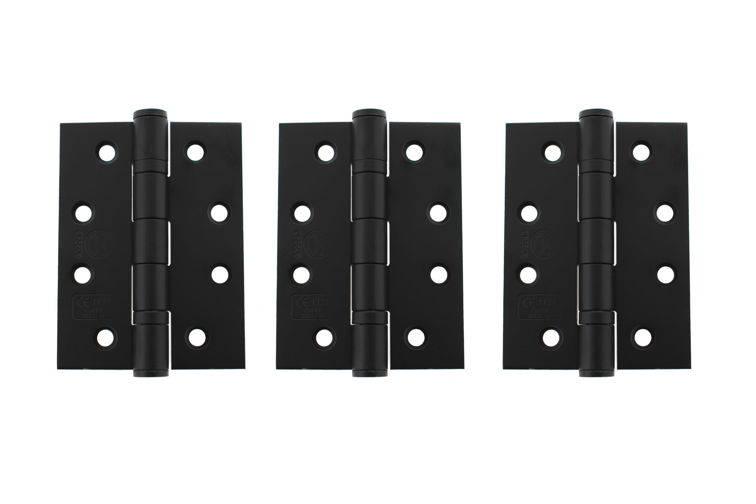 Atlantic Ball Bearing Hinges Grade 13 Fire Rated 4" x 3" x 3mm set of 3 - Matt Black