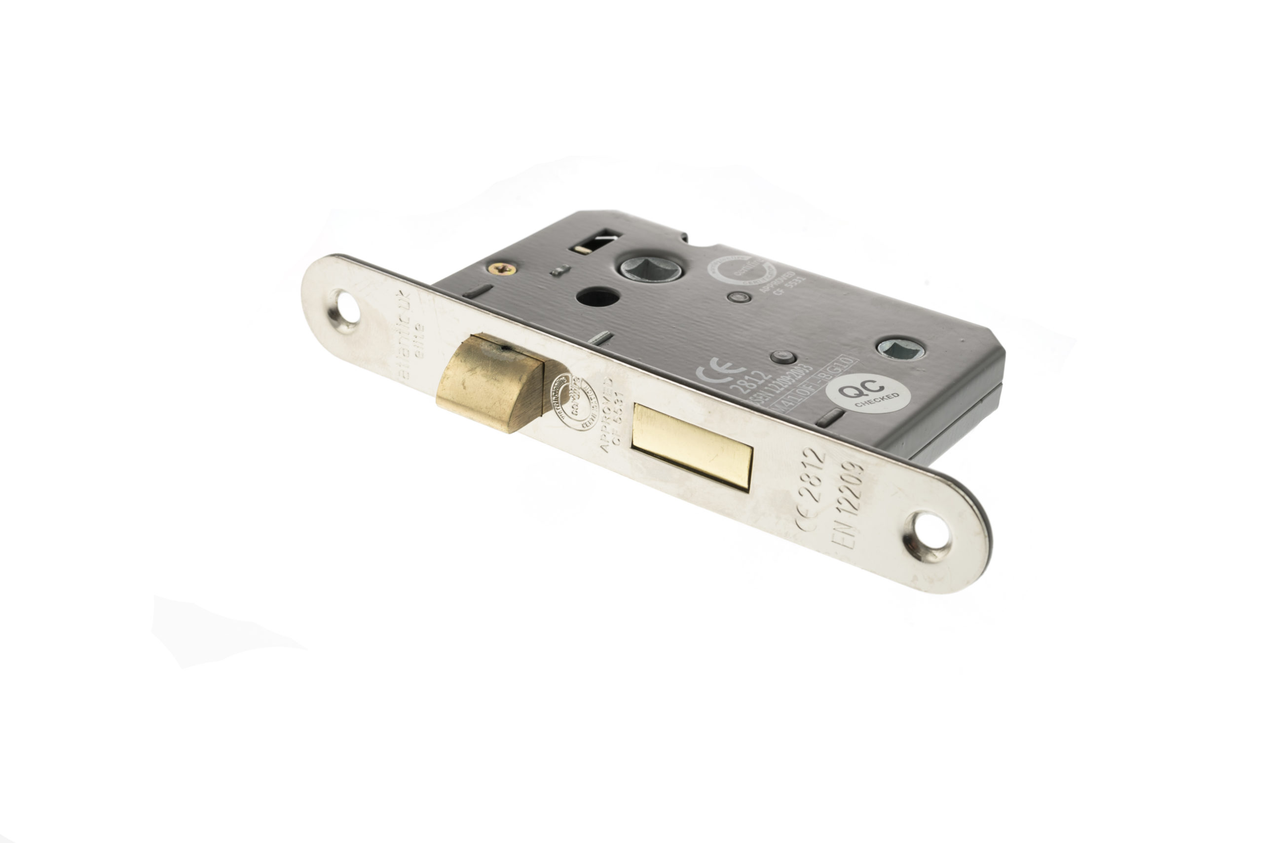 Atlantic Radius Corner Bathroom Lock [CE] 2.5" - Polished Nickel