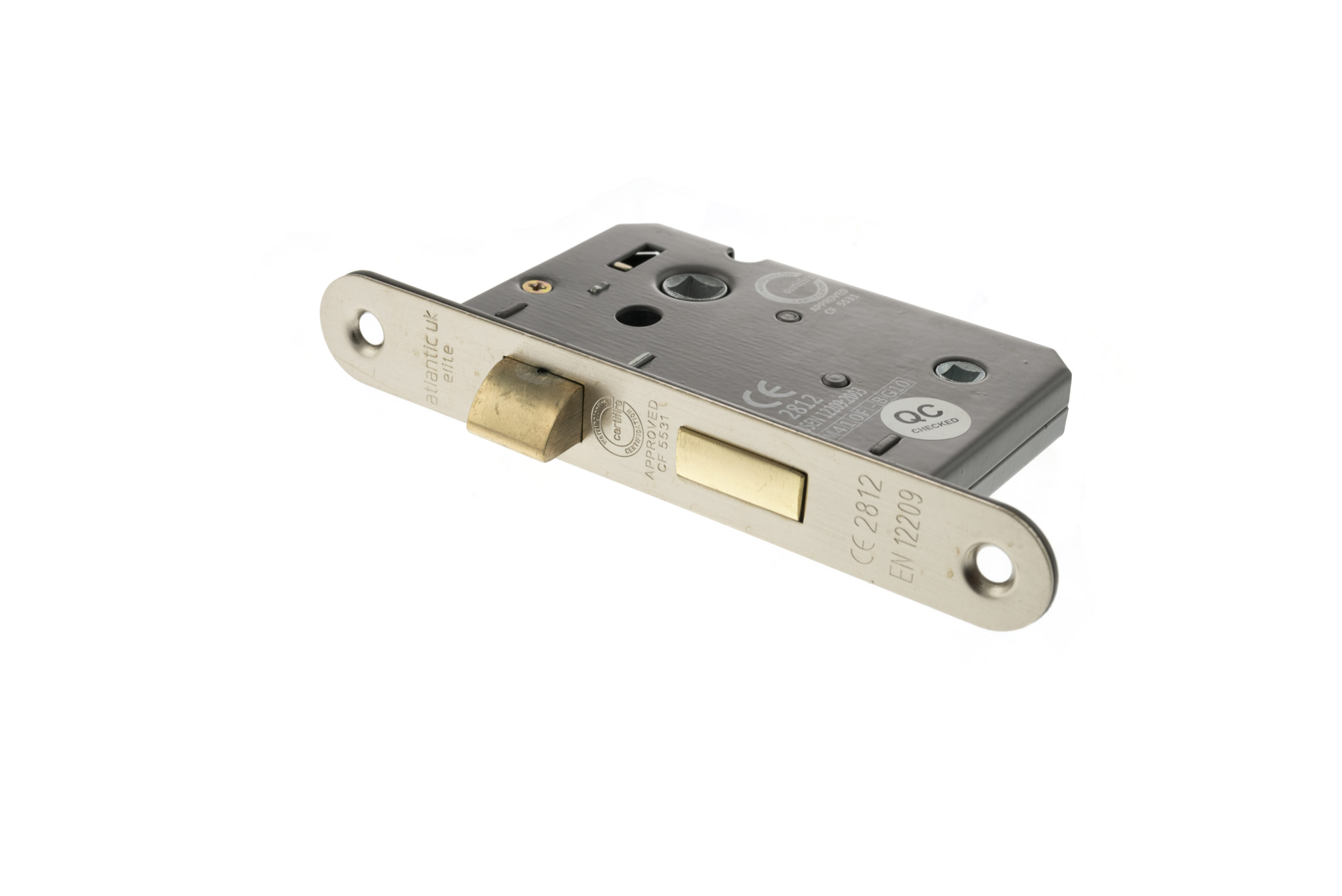 Atlantic Radius Corner Bathroom Lock [CE] 2.5" - Satin Nickel