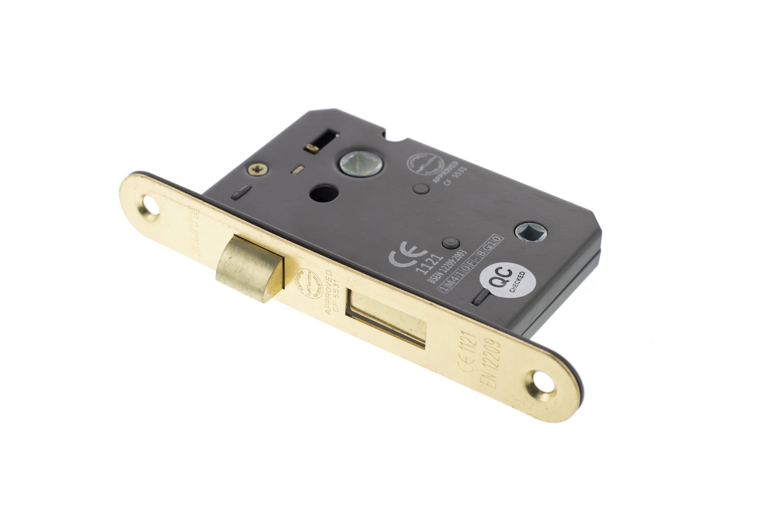 Atlantic Radius Corner Bathroom Lock [CE] 3" - Polished Brass