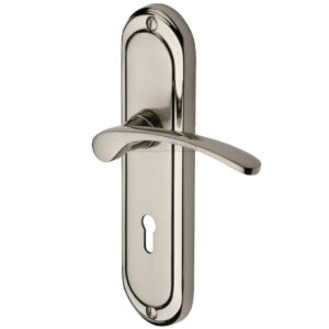 Heritage Brass Ambassador Mercury Finish Satin Nickel With Polished Nickel Edge Handles (Sold In Pairs)