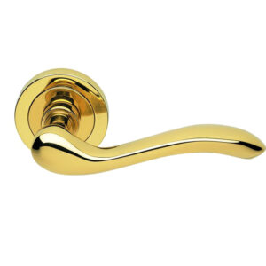 Manital Apollo Door Handles On Round Rose, Polished Brass (Sold In Pairs)