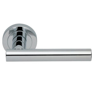 Manital Calla Door Handles On Round Rose, Polished Chrome (Sold In Pairs)