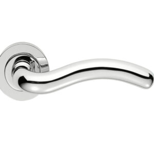 Manital Squiggle Door Handles On Round Rose, Polished Chrome (Sold In Pairs)