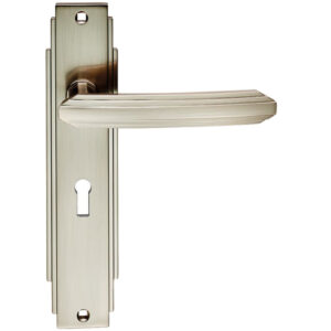 Art Deco Style Door Handles, Satin Nickel (Sold In Pairs)