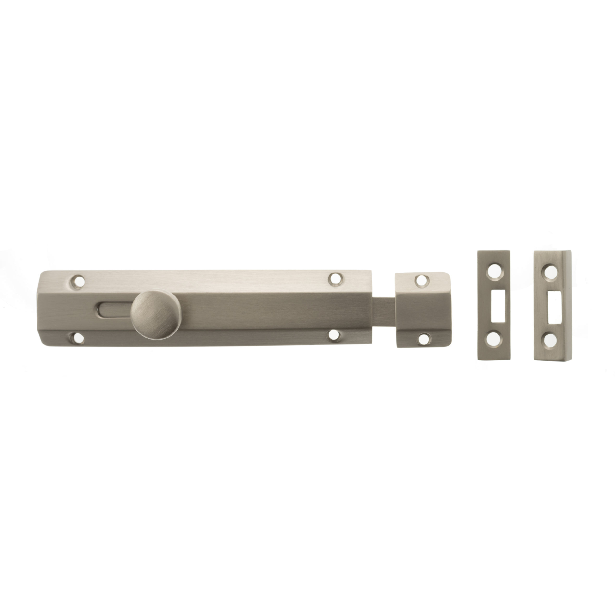 Atlantic Solid Brass Surface Door Bolt 6" - Satin Nickel