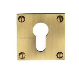 Heritage Brass Euro Profile Square Slim Key Escutcheon, Antique Brass