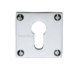 Heritage Brass Euro Profile Square Slim Key Escutcheon, Polished Chrome