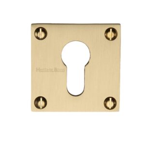 Heritage Brass Euro Profile Square Slim Key Escutcheon, Satin Brass