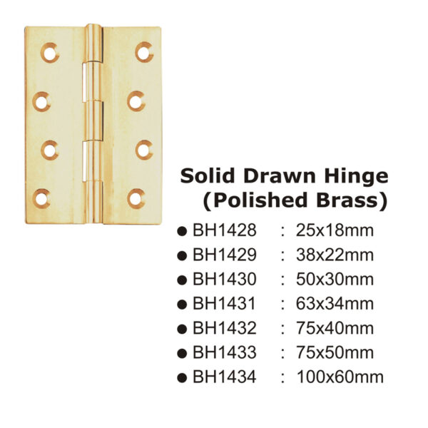 Solid Drawn Hinge(Polished Brass) -50X30Mm