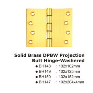 Solid Brass Dpbw Projection Butt Hinge-Washered -: 102X125Mm