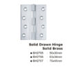 Solid Drawn Hinge - Solid Brass -75X4Omm