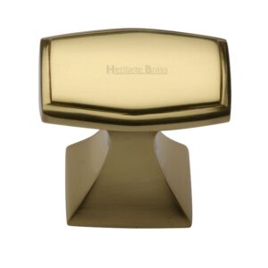 Heritage Brass Art Deco Design Cabinet Knob, Polished Brass