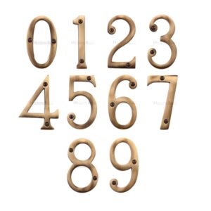 Heritage Brass 0-9 Screw Fix Numerals (76Mm - 3"), Antique Brass