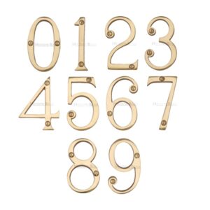 Heritage Brass 0-9 Screw Fix Numerals (76Mm - 3"), Polished Brass